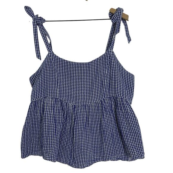 Old Navy‎ Gingham Tank Tops Women’s Sz L 2 Blue Orange Milkmaid Cottagecore - Picture 3 of 10